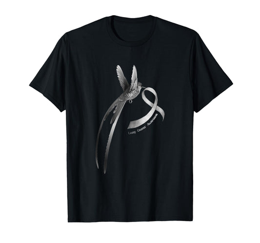 Bird White Ribbon Lung Cancer Awareness T-Shirt