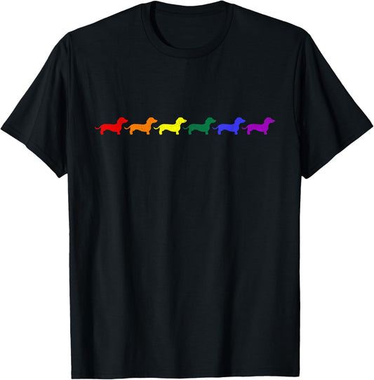 Cute Dachshund Dog LGBTQ Rainbow Flag Gay Pride Month Animal T-Shirt
