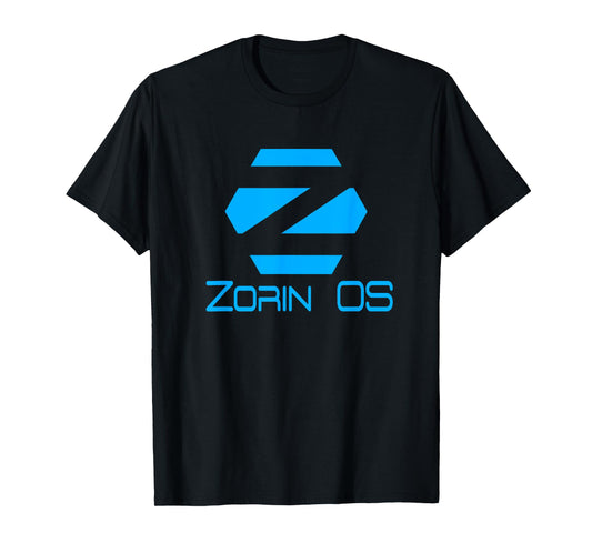 Linux Zorin OS tee with Blue Tagline and Logo Open Source Os T-Shirt