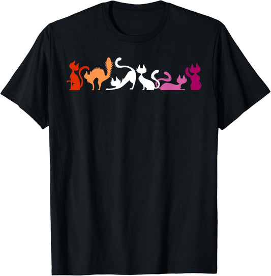 Playful Cats in Lesbian Pride Colors Stretch & Yoga T-Shirt