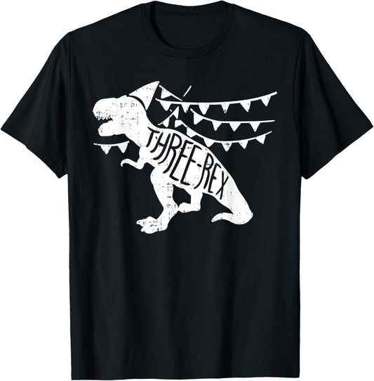 Three Rex Funny Trex Dinosaur 3rd Birthday Party Kids T-Shirt