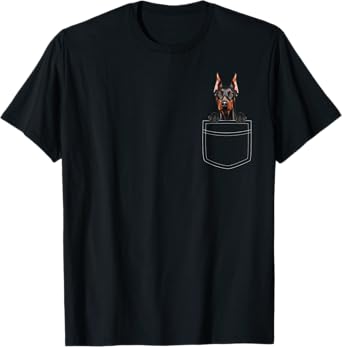 Doberman Pinscher Dog In Pocket Funny Dog Lover T-Shirt