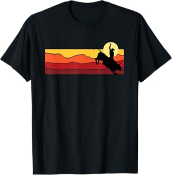 Bull Riding Rodeo Cowboy Country Western Retro T-Shirt