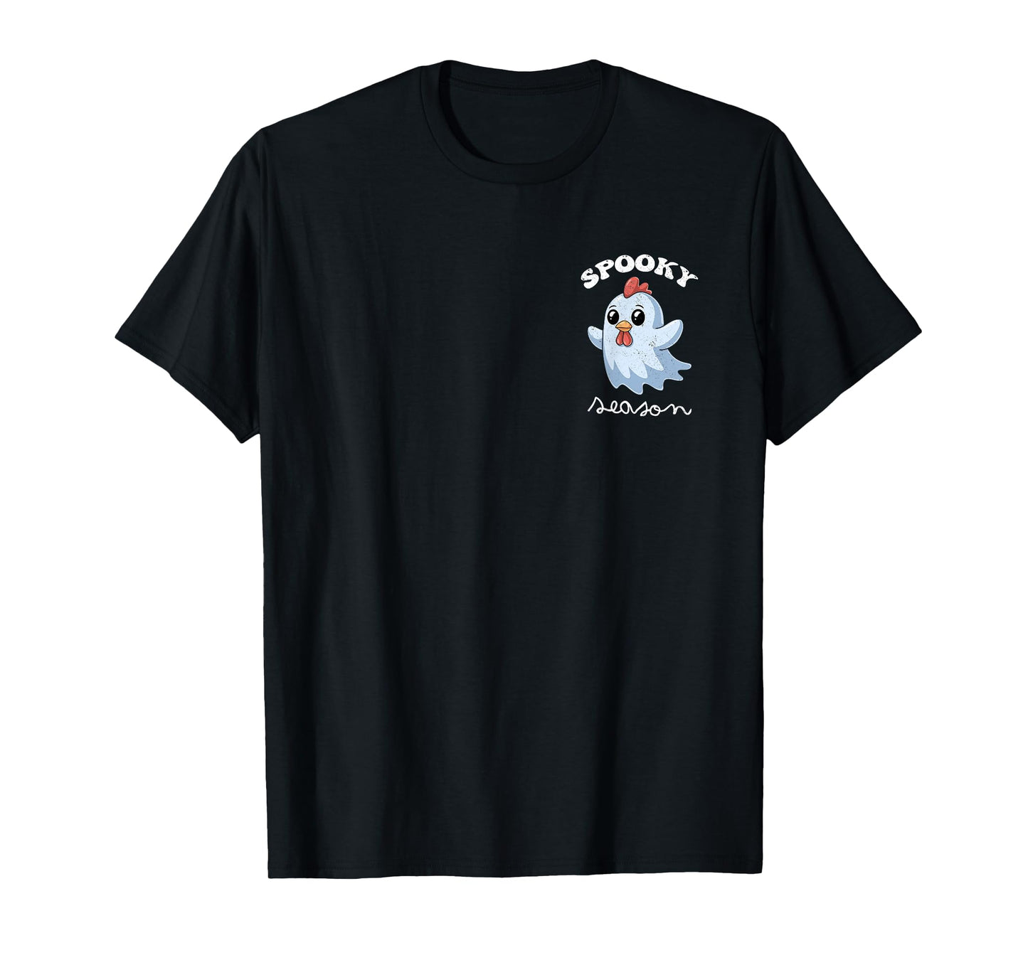 Halloween Chicken Ghost Spooky Season Costume Pocket T-Shirt