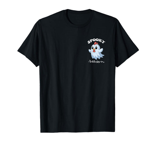Halloween Chicken Ghost Spooky Season Costume Pocket T-Shirt