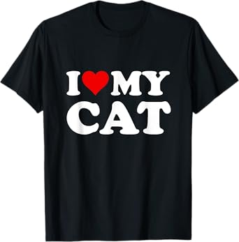 Red Heart I Love My Cat Men Women Girls Kids T-Shirt