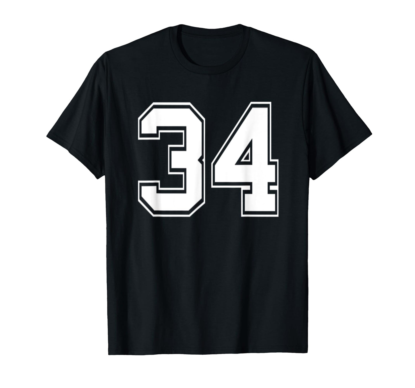 Number 34 TShirt Baseball Football Soccer Birthday T-Shirt