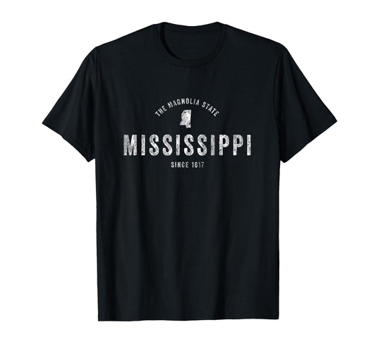 Mississippi T-Shirt Vintage Sports Design Retro MS Tee T-Shirt