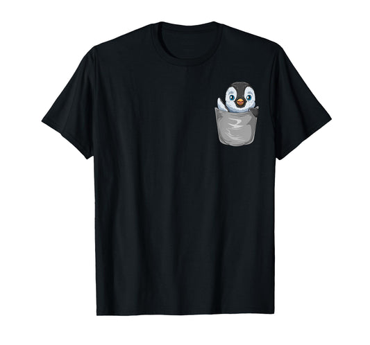 Pocket Penguin Peeking Out Funny Penguin T-Shirt