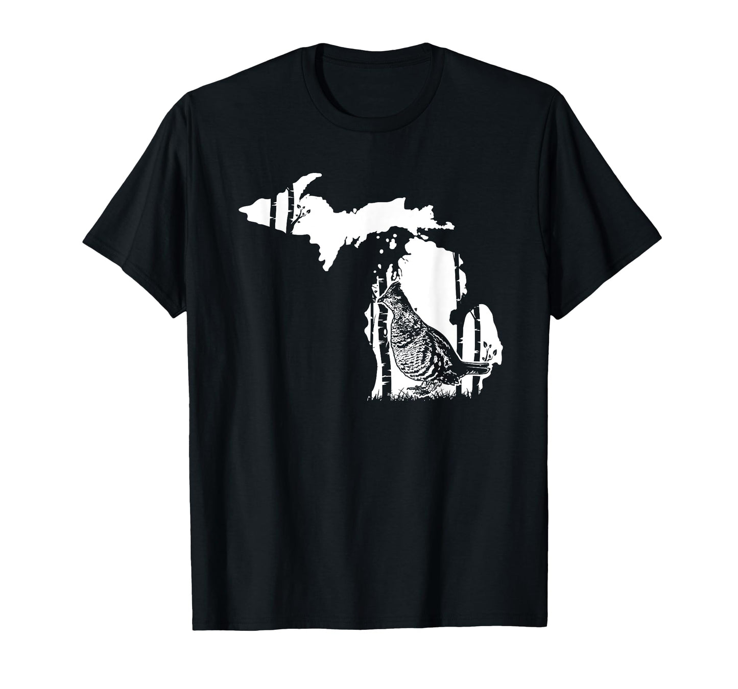 Hunting Partridge Grouse- Michigan map Bird Hunter T-Shirt