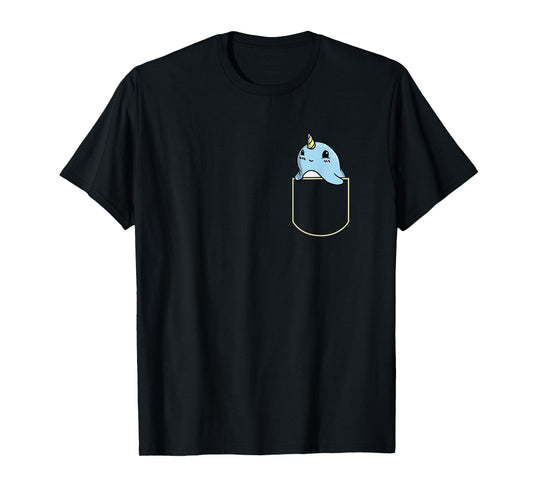 Funny Narwhal Chest Bag Gift Unicorn Whale Pocket T-Shirt