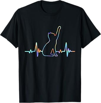 Heartbeat Cat Lover Animal Silhouette Cute Cat T-Shirt