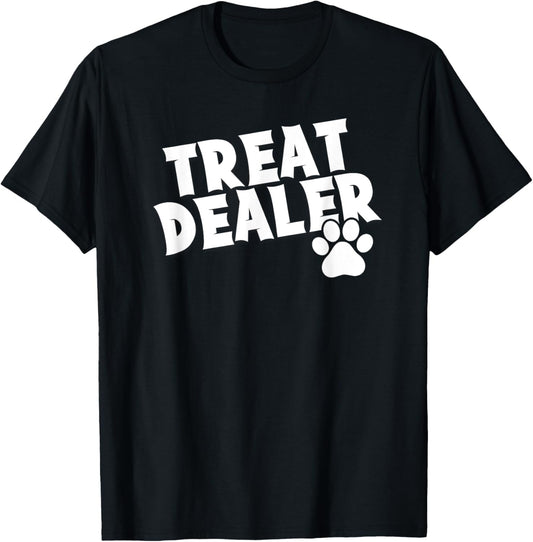 Delightfully Different World TREAT DEALER T-Shirt - Unisex-Adults & Kids - Black - Small - Short Sleeve - Classic Fit - Cotton 65%, Polyester 35%