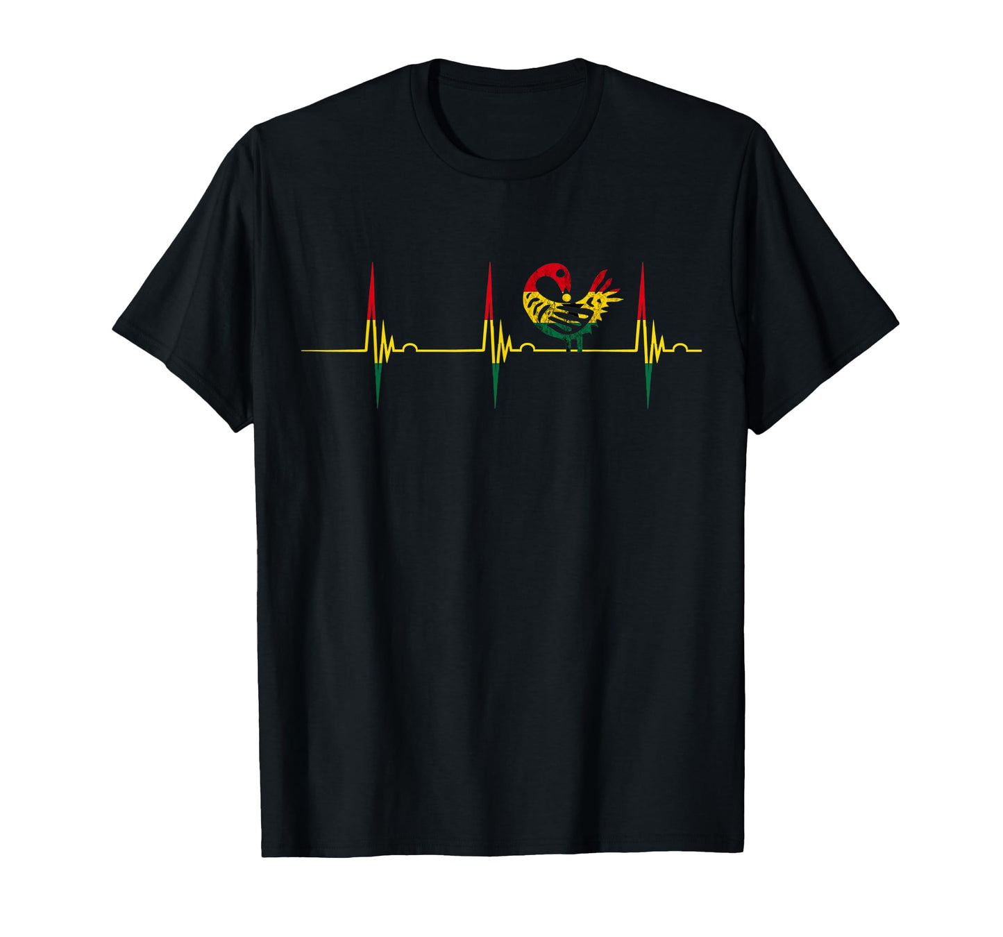 Sankofa Heartbeat EKG Pulse African Bird Ghana African Flag T-Shirt