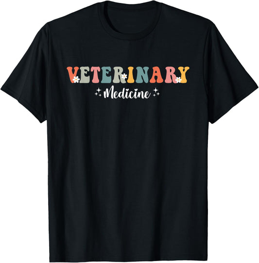 Retro Groovy Veterinary Medicine Vet Med For Women Men T-Shirt