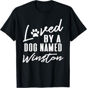 Personalized Dog Name Winston - Pet Lover Paw Print T-Shirt for Men Women Kids
