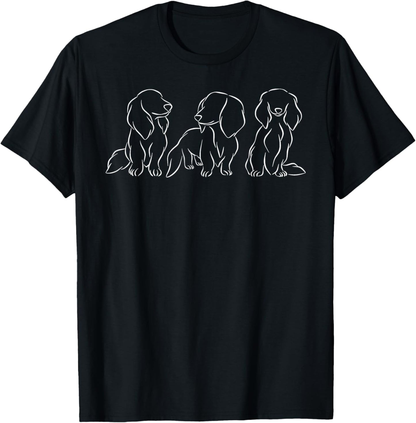Long haired Dachshund Line Art cute Doxie Wiener Dog Women T-Shirt