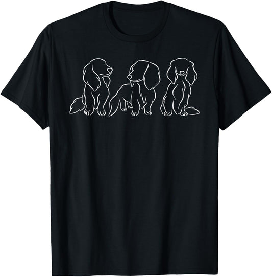 Long haired Dachshund Line Art cute Doxie Wiener Dog Women T-Shirt