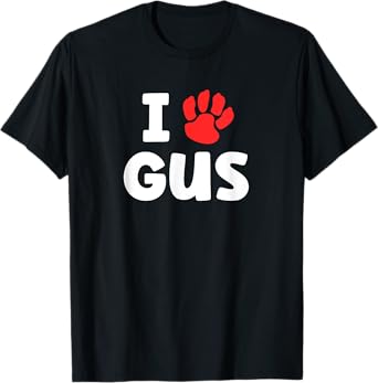 Dog Name Gus Paw Love Cute Pet Owner Puppy Named Gus T-Shirt for Men Women Girls Kids