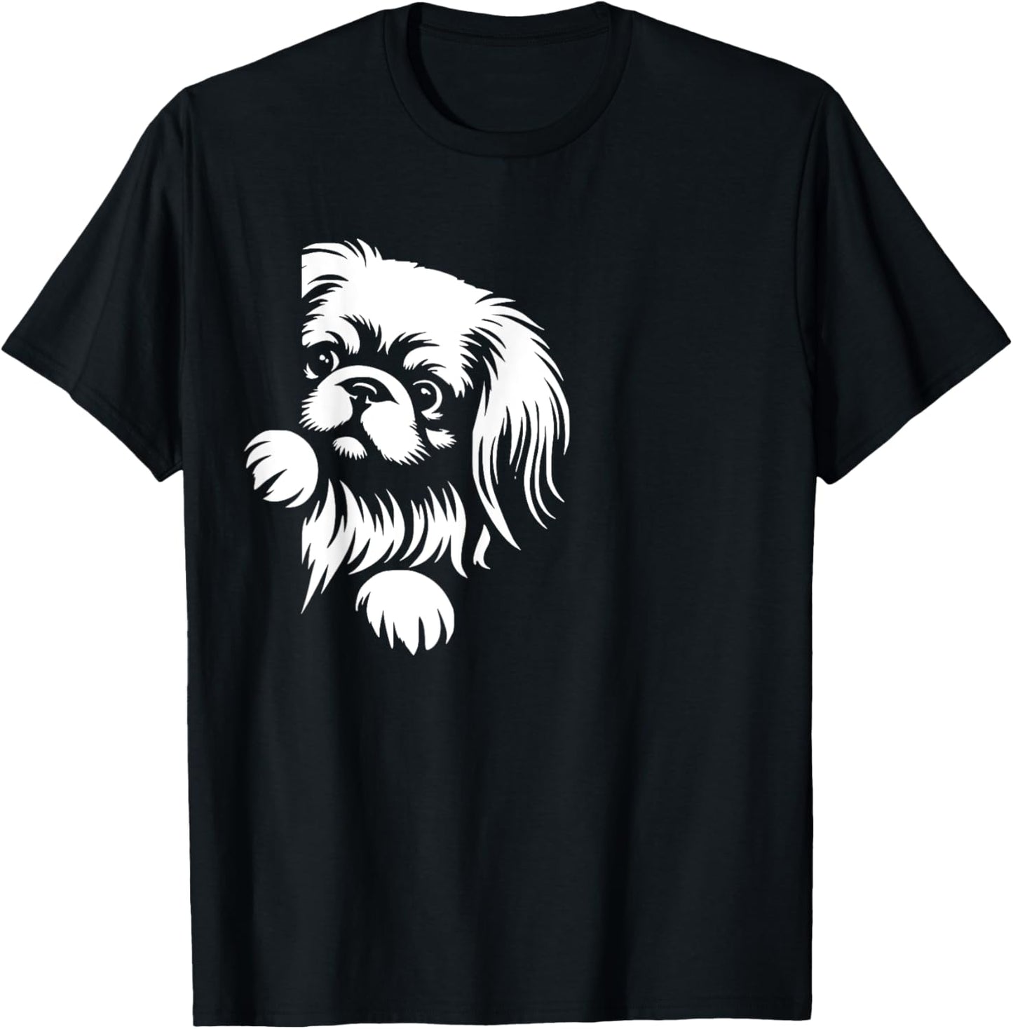 Cute Pekingese Peeking Dog Graphic Design T-Shirt