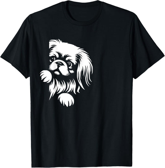Cute Pekingese Peeking Dog Graphic Design T-Shirt