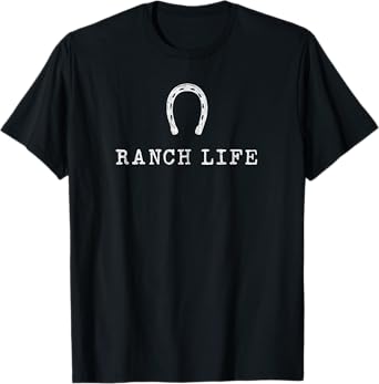 RANCH LIFE, HORSE SHOE GRAPHIC WHITE, GIFT T-Shirt