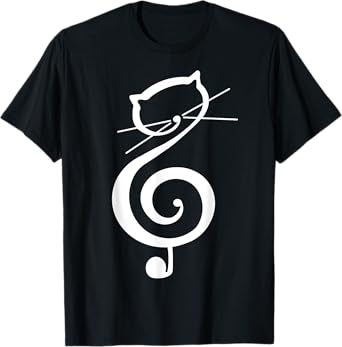 Cat Kitty Treble Music Clef Funny Cat Music Notes Women Men T-Shirt