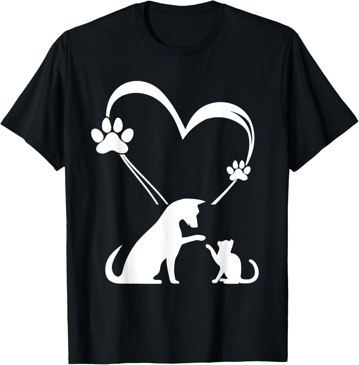 Dog Puppy and Baby Cat Heart - Animal Dog & Cat Heart T-Shirt
