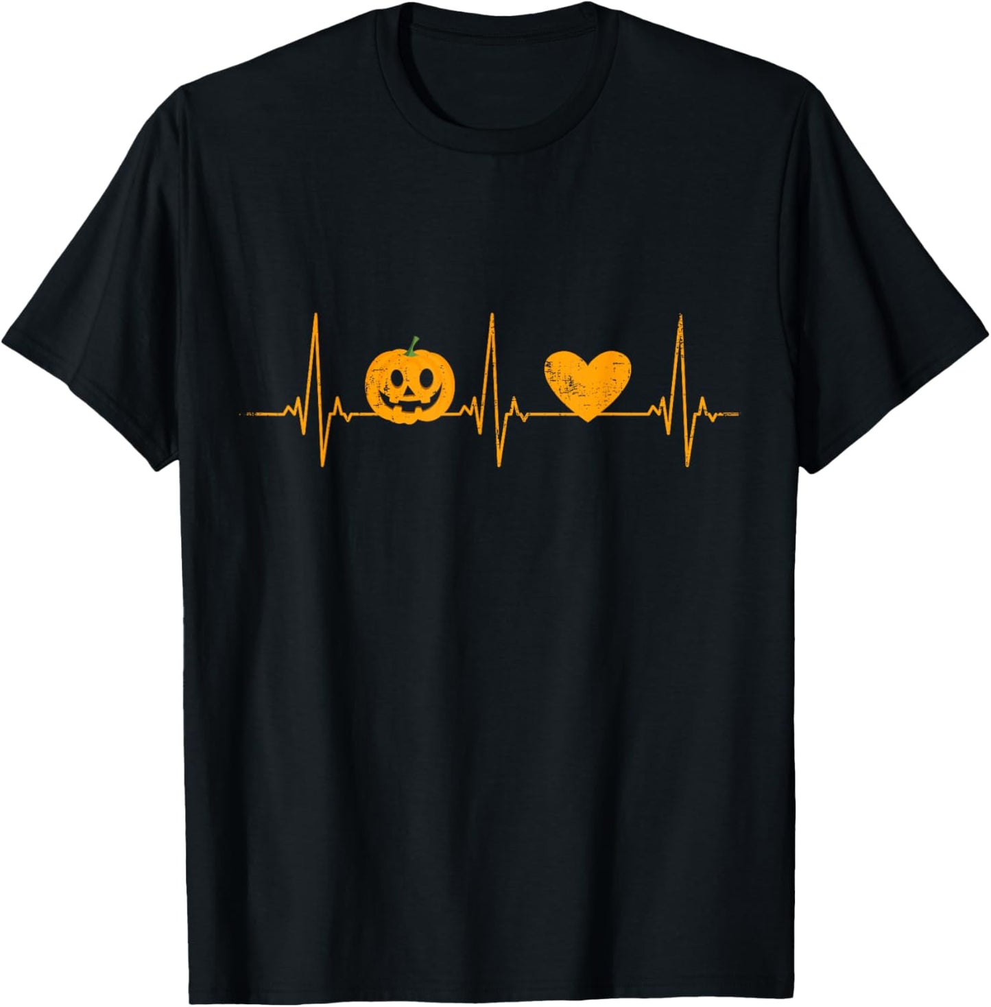Halloween love heartbeat frequency with pulse pumpkin heart T-Shirt