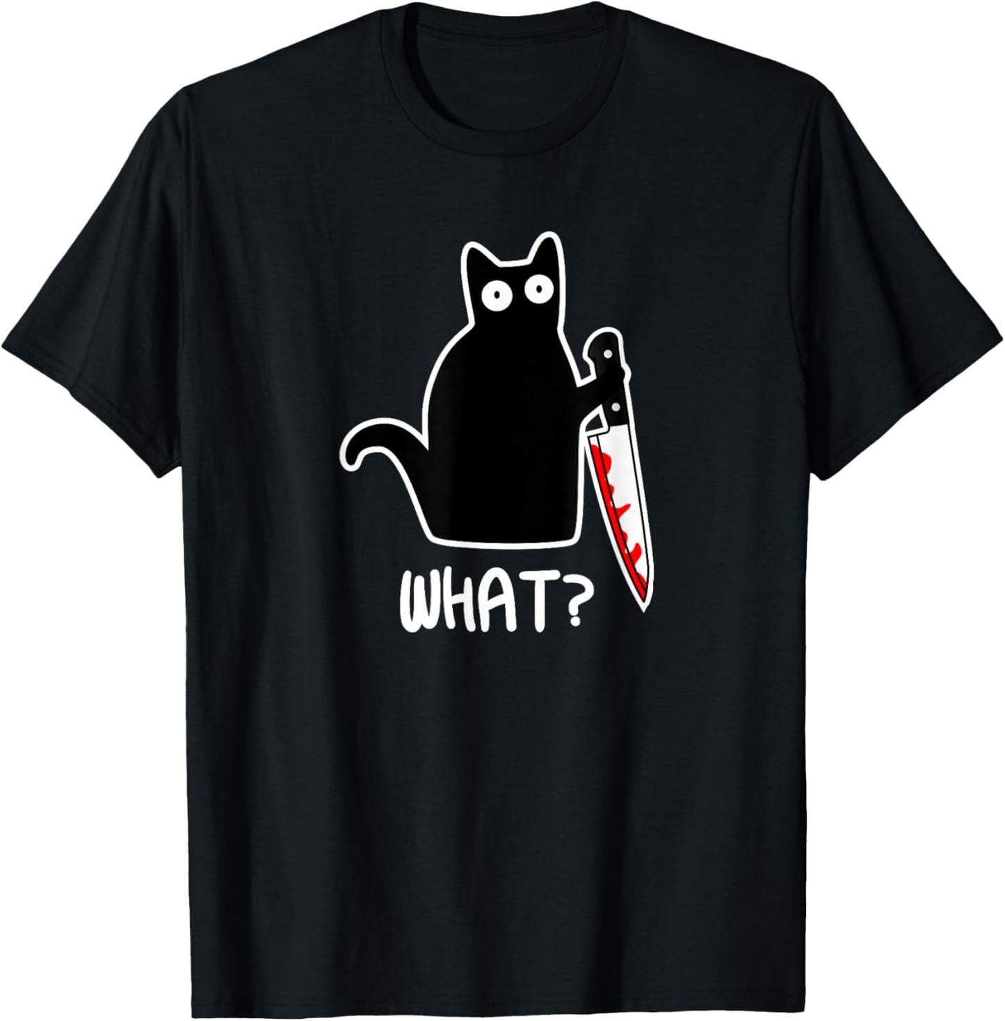 Murder Cat Gift T-Shirt - Unisex Adults - Black - Short Sleeve - Classic Fit - Cotton & Polyester - Machine Wash