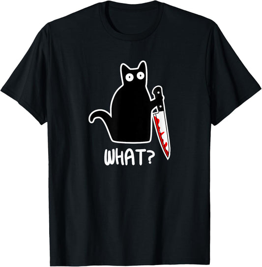 Murder Cat Gift T-Shirt - Unisex Adults - Black - Short Sleeve - Classic Fit - Cotton & Polyester - Machine Wash