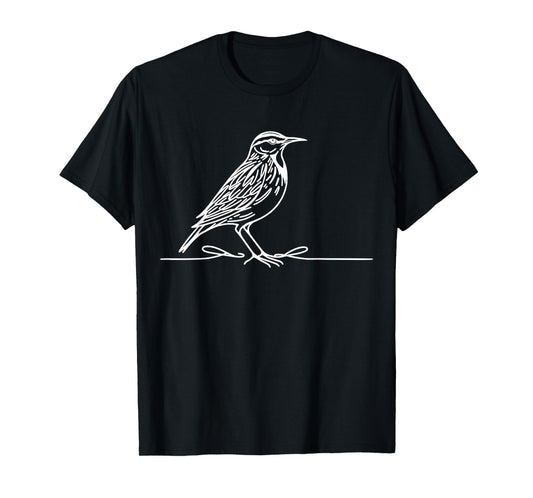 Line Art Bird & Ornithologist Eastern Meadowlark T-Shirt
