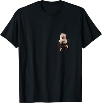 Cat Lovers Gifts Siamese In Pocket Funny Kitten Face T-Shirt