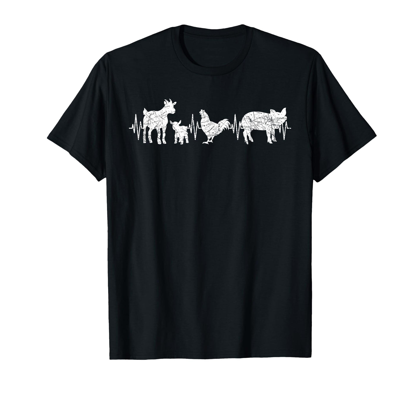 Farming Farmer Heartbeat Goat Chicken Pig Farm Animal T-Shirt