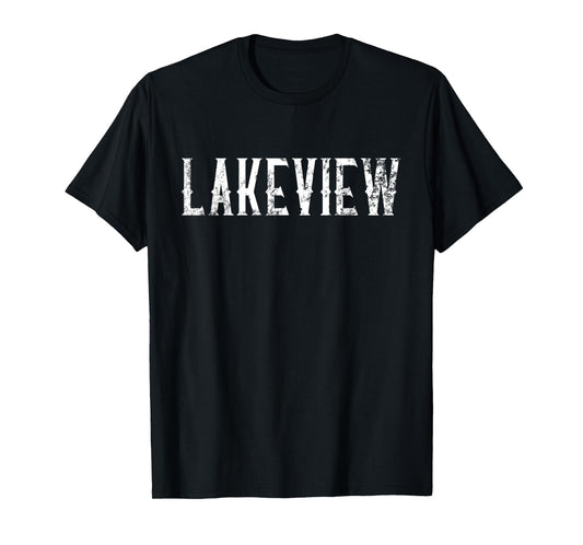Lakeview Vintage White Script Apparel T-Shirt