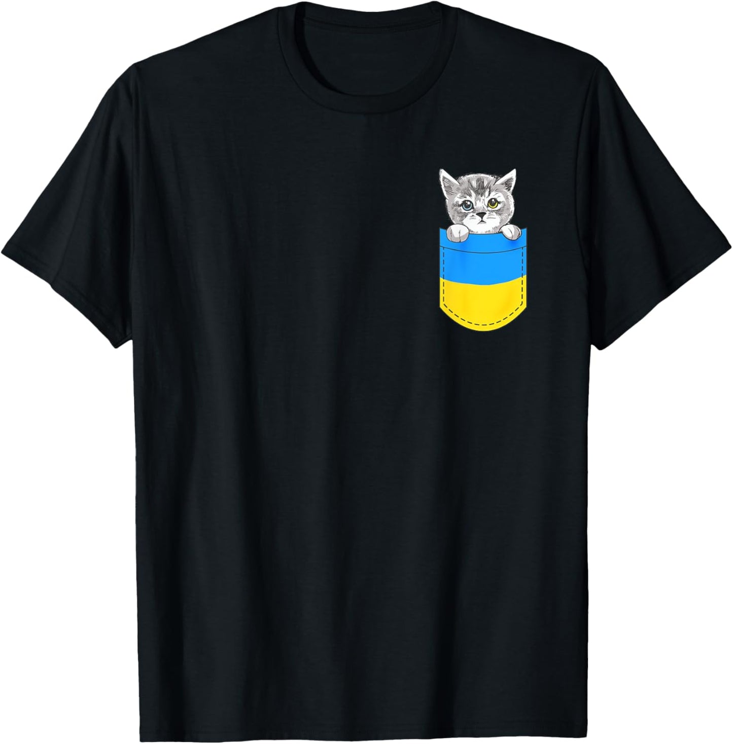 Ukrainian flag cute cat in the pocket Ukraine gift T-Shirt