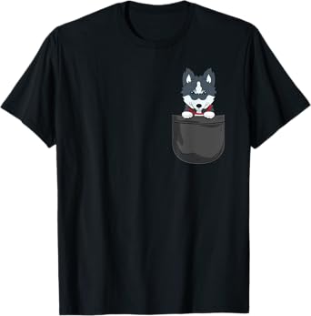 Pomsky Mama Dad Dog in Bag Cute Funny Animal T-Shirt