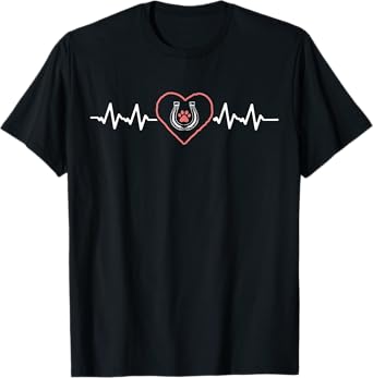 Cute Heartbeat Horseshoe Dog Paw Horse and Dog Lover T-Shirt