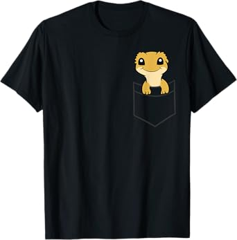 Crested Gecko In a Pocket Funny Pocket Crested Gecko T-Shirt