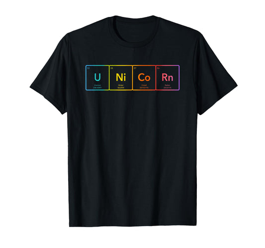 Periodic Table of Elements Rainbow Unicorn T-Shirt T-Shirt