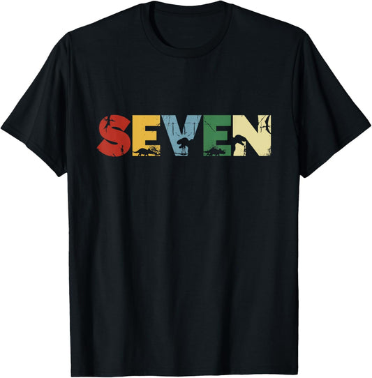 7th Birthday Funny T Rex Dinosaur 7 Years Old For Boy Kids T-Shirt