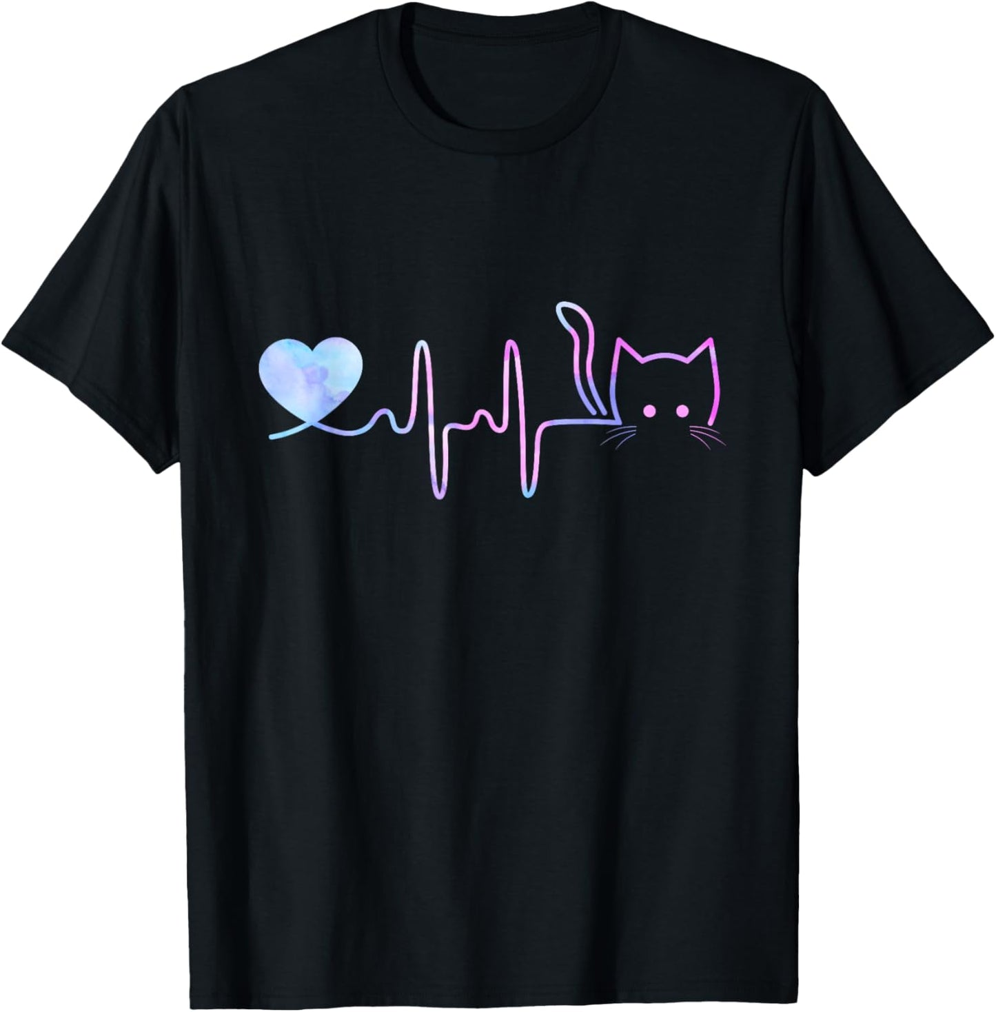 Heartbeat Cat Lover Shirt for Women Animal Cute Cat T-Shirt