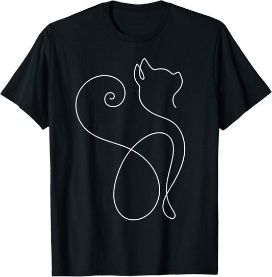 Minimalist Cat Tshirt - Minimalism - Outline Lineart Tee T-Shirt