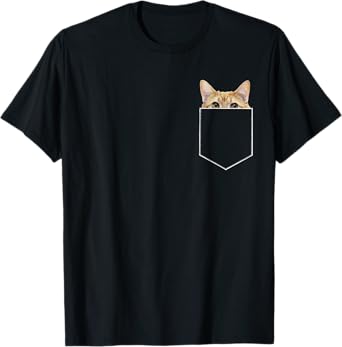 Peeking Fake Pocket Kitty Cat T-Shirt Cute for Boy Girl Gift T-Shirt