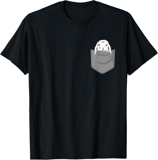 Rabbit in chest pocket, funny rabbit T-Shirt