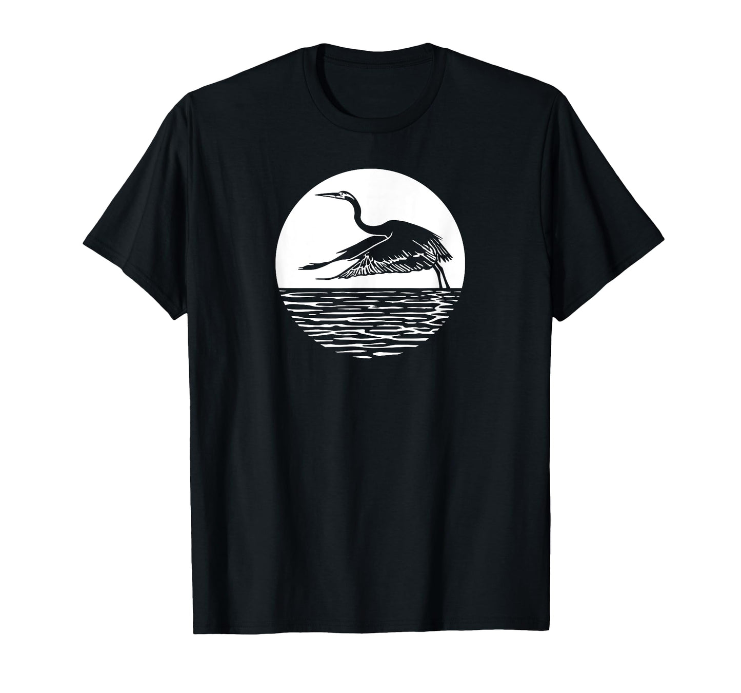 Great Graceful Blue Heron Flying in front of Sun T-Shirt