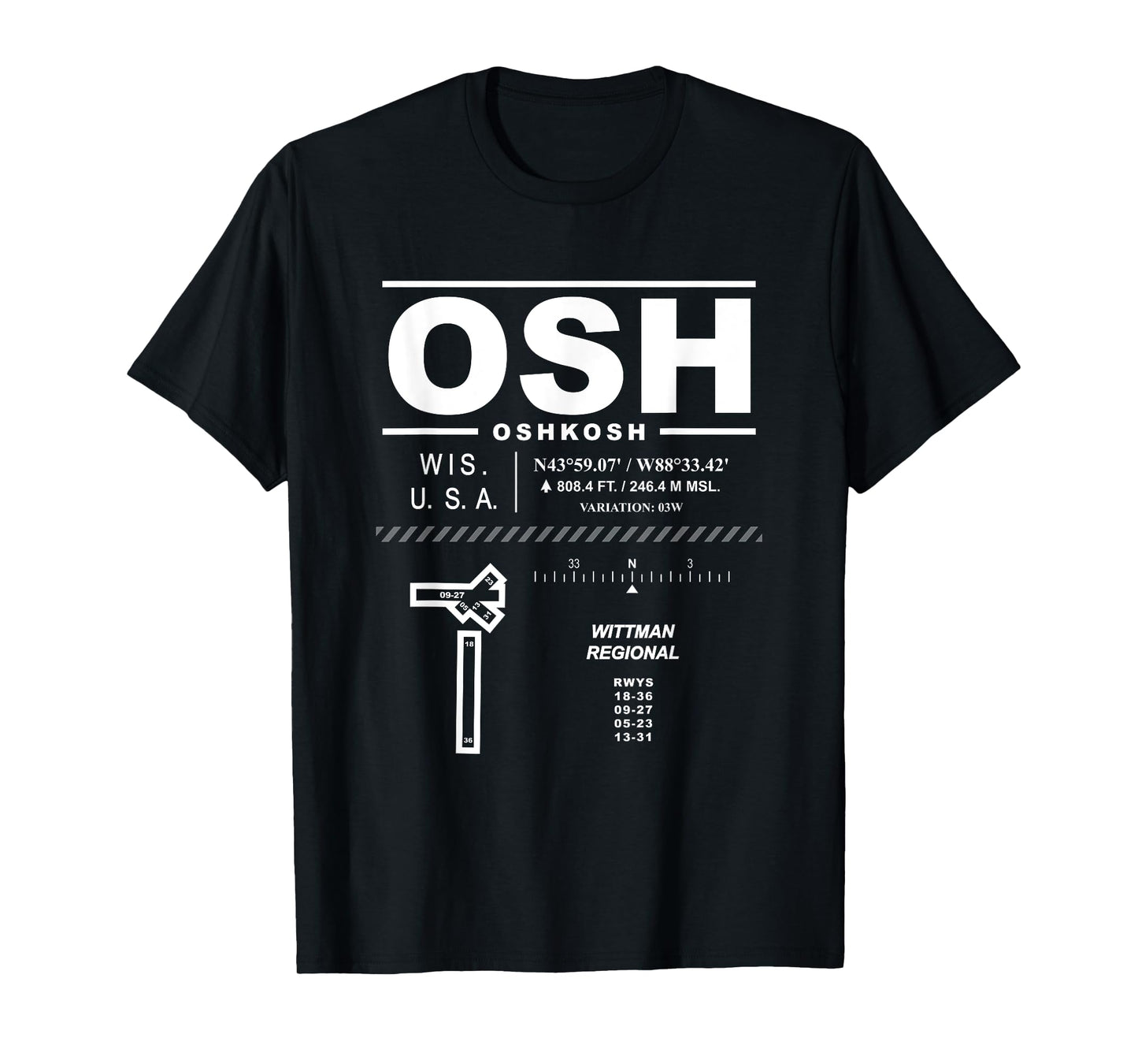 Wittman Regional Airport Oshkosh Wisconsin EAA OSH T-Shirt