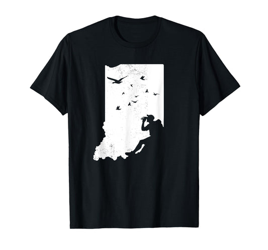 Indiana Bird Watching Design Birding Binoculars Birdwatcher T-Shirt
