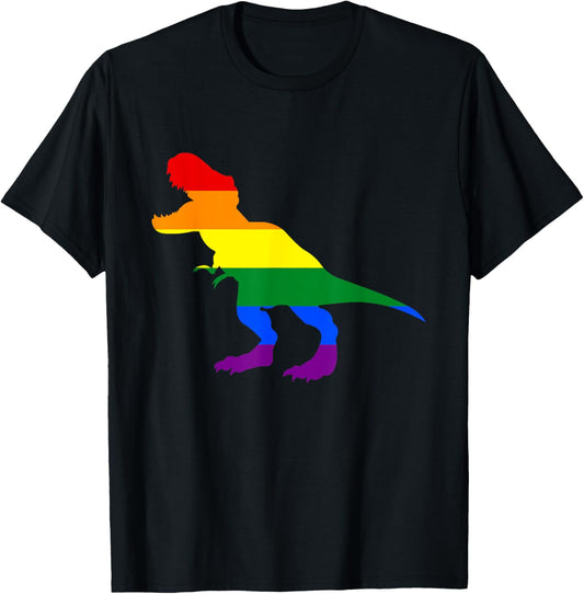 Dino Pride Rainbow Flag T-Shirt LBGT Pride Month Gift T-Shirt