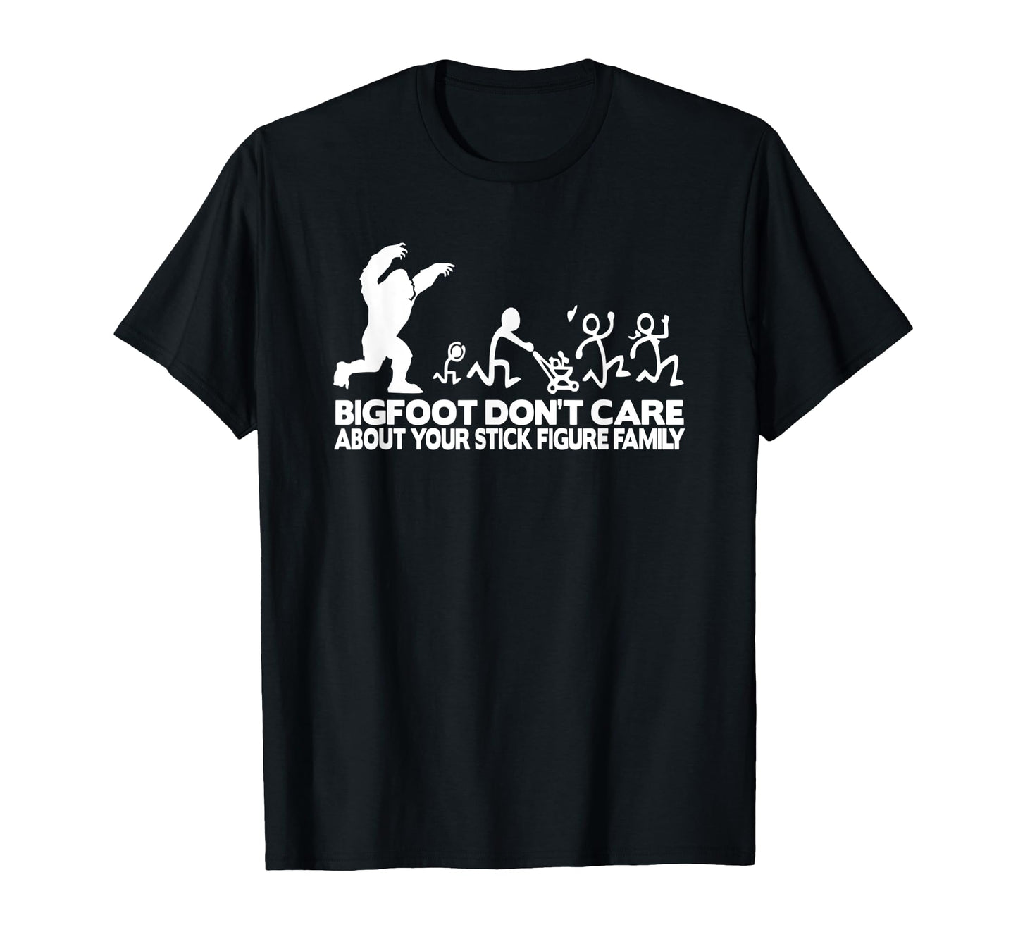 Funny Bigfoot Stick Figure Family T-Shirt